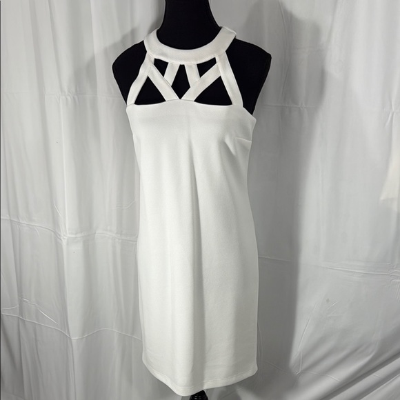 INC International Concepts Cream Sheath Mini Dress Halter Neckline Size S - Picture 1 of 8